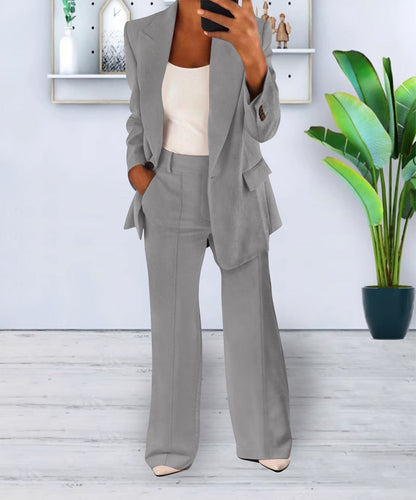 Damen-Freizeitanzug Mit Langem Blazer Und Hose – Lockere Passform