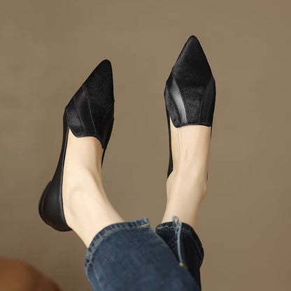 Damen-Slipper Mit Spitzer Zehenpartie, Flach Und Niedrig Geschnitten