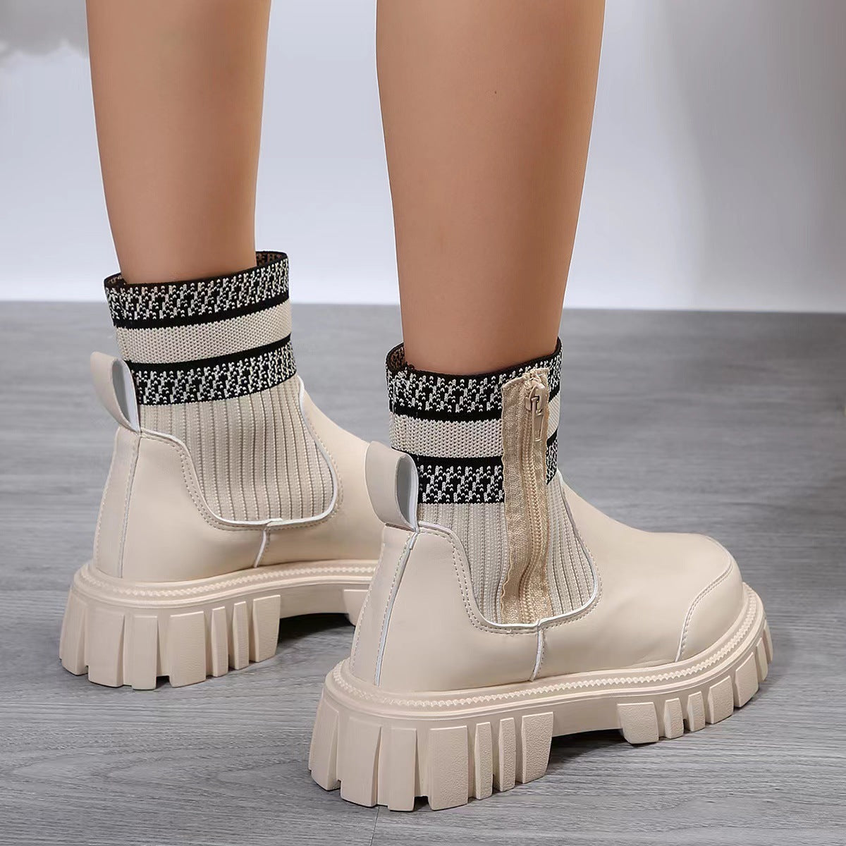 Women's winter boots with mid-calf shaft and side zipper