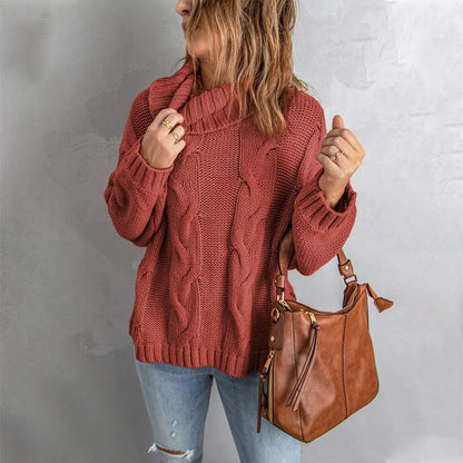 Women's Winter High-Neck Sweater Solid Color Long Sleeve