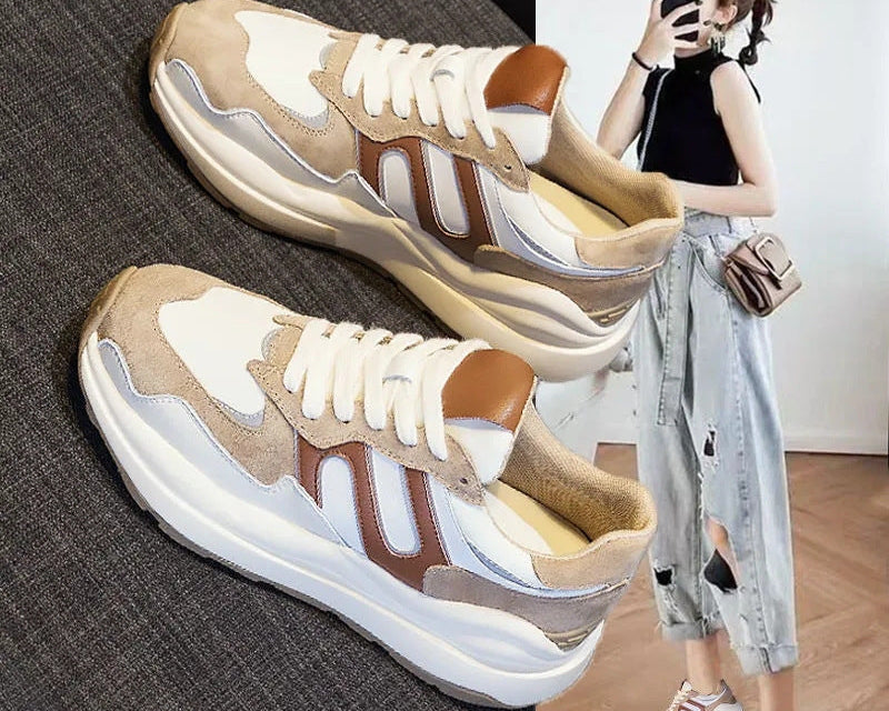 Damen-Herbstlaufschuhe, Flache Runde Zehenpartie, Vielseitiges Design