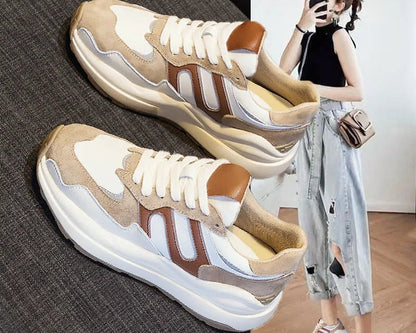 Damen-Herbstlaufschuhe, Flache Runde Zehenpartie, Vielseitiges Design
