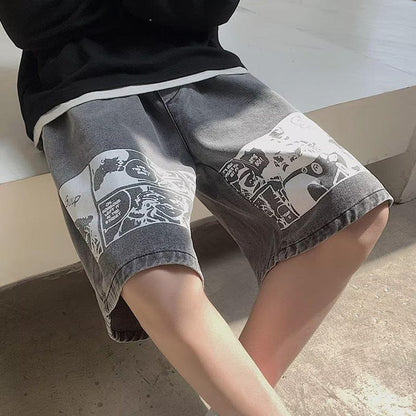 Herren-Jeansshorts, Lässige Passform, Europäischer Streetstyle