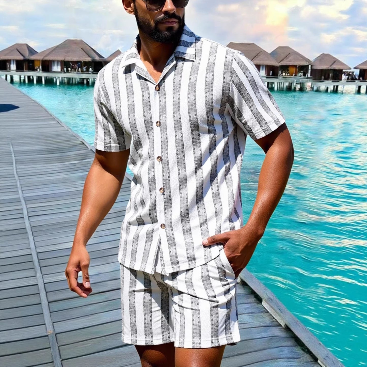 Sommer-Resort-Set Für Herren: Hemd Und Shorts