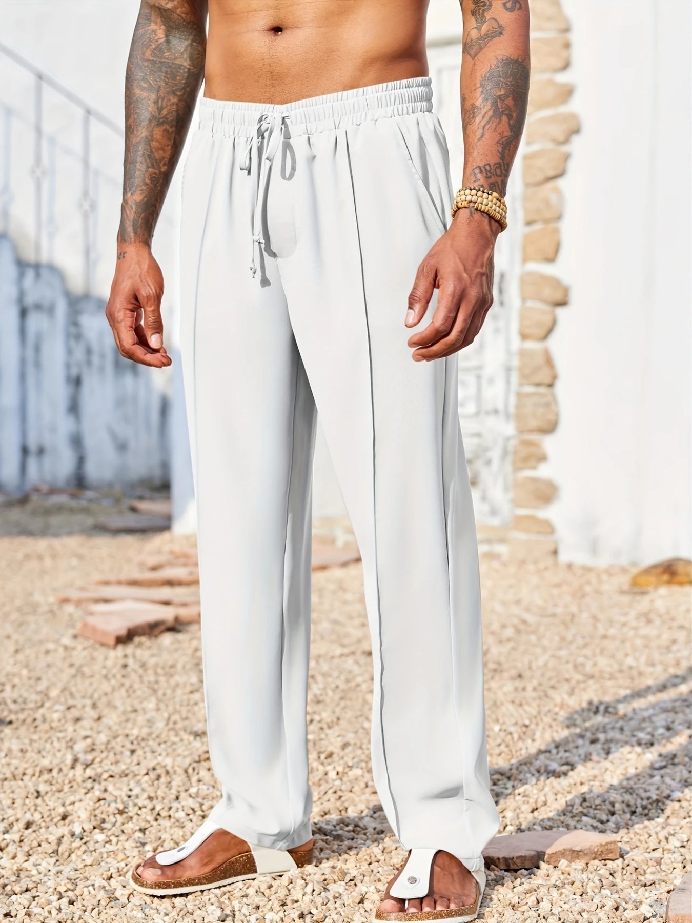Men's Corduroy Pants with Straight Cut, Wrinkle-Free, Ankle-Length