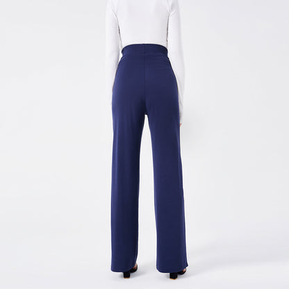 Damen Hochtaillen-Slim-Schlaghose in Unifarbe