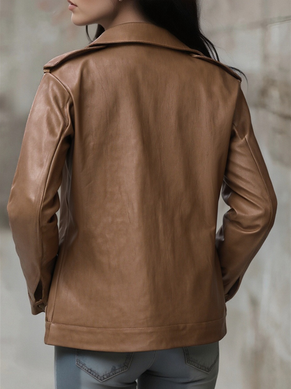 Women's Autumn Jacket with Notched Collar and Zipper Vintage Style – Everyday and Layering