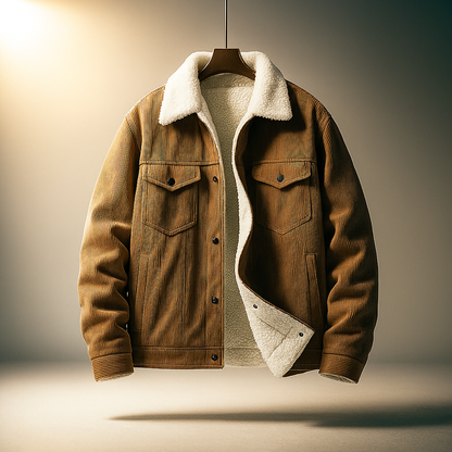 Herren Herbst-Cordjacke mit Fleecefutter und Knopfleiste