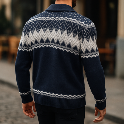 Herren Strickjacke Schalkragen Musterstrick Knopfleiste