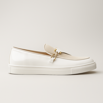 Men's Loafer Dual-Texture Look Slip-On Gold Accent