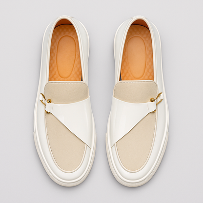 Men's Loafer Dual-Texture Look Slip-On Gold Accent