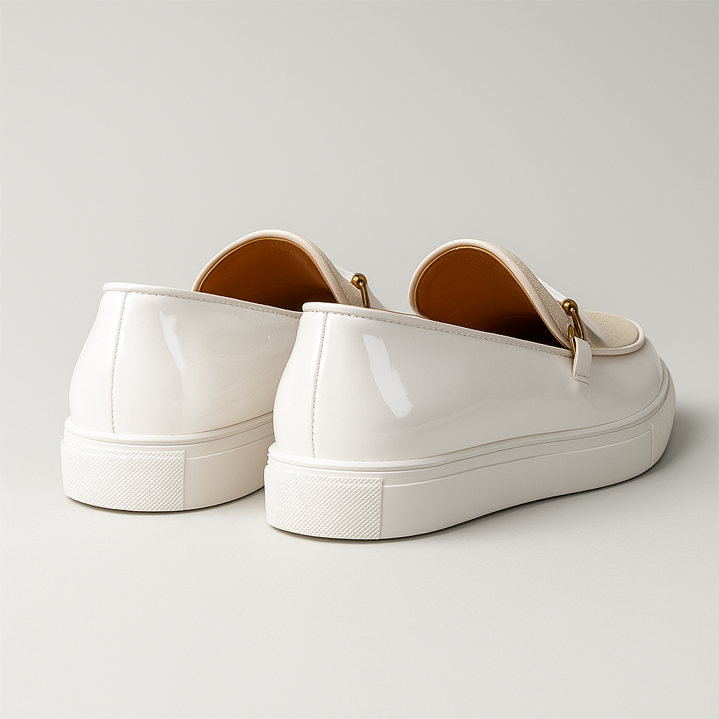 Men's Loafer Dual-Texture Look Slip-On Gold Accent