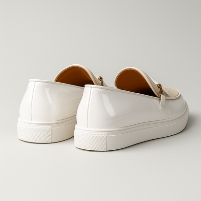 Men's Loafer Dual-Texture Look Slip-On Gold Accent