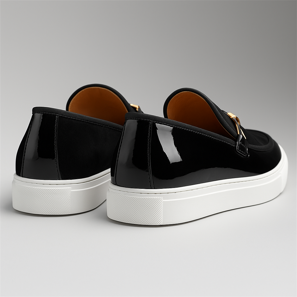 Men's Loafer Dual-Texture Look Slip-On Gold Accent