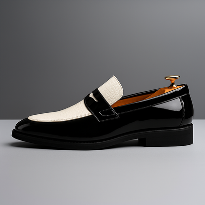 Herren Loafer Mit Lack-Finish Krokodilprägung Strukturierte Passform