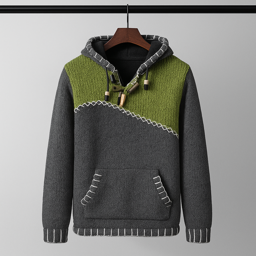 Men's Pullover for Autumn with Textured Fit and Contrasting Seams
