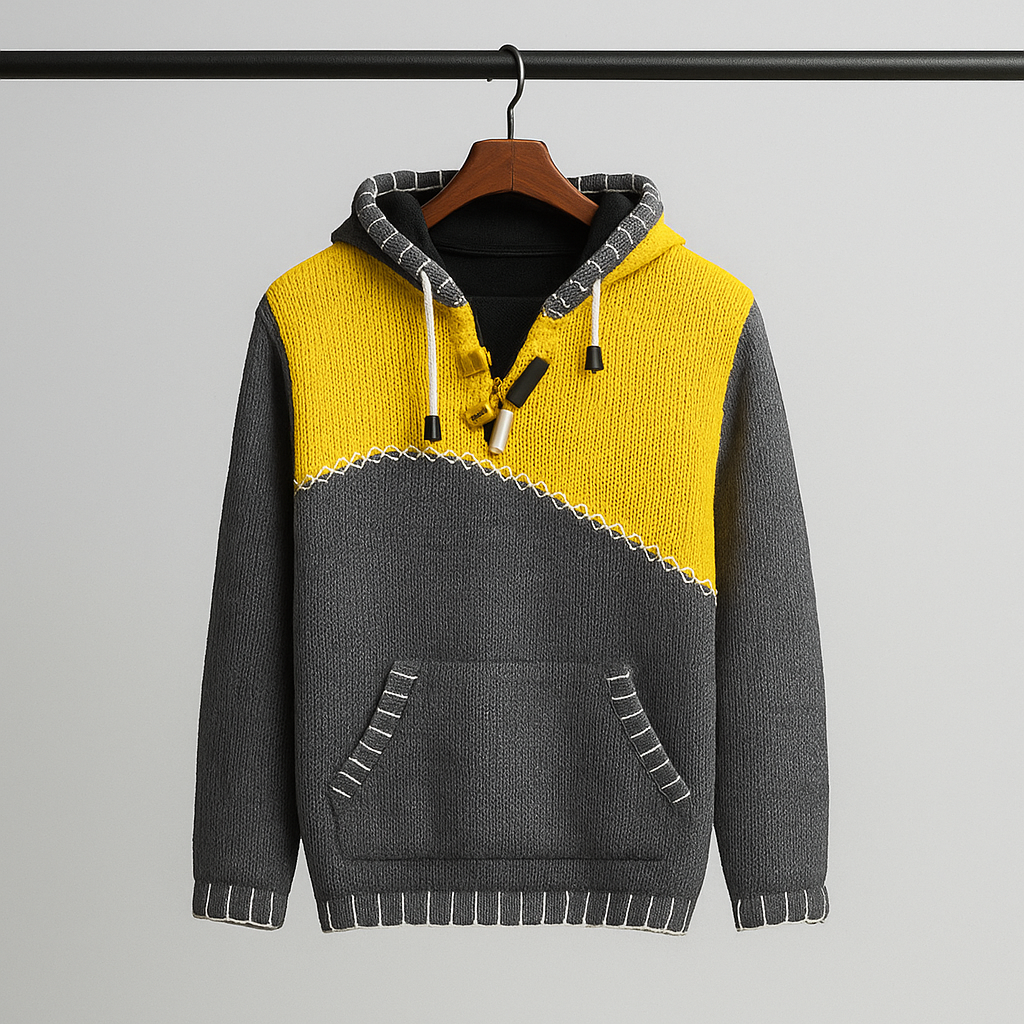 Men's Pullover for Autumn with Textured Fit and Contrasting Seams