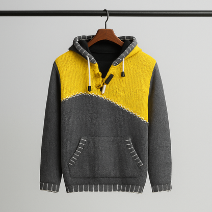 Men's Pullover for Autumn with Textured Fit and Contrasting Seams