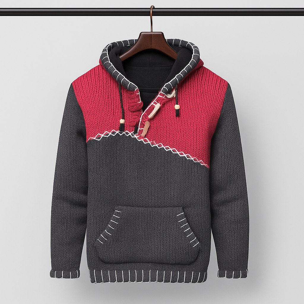 Men's Pullover for Autumn with Textured Fit and Contrasting Seams