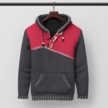 Men's Pullover for Autumn with Textured Fit and Contrasting Seams