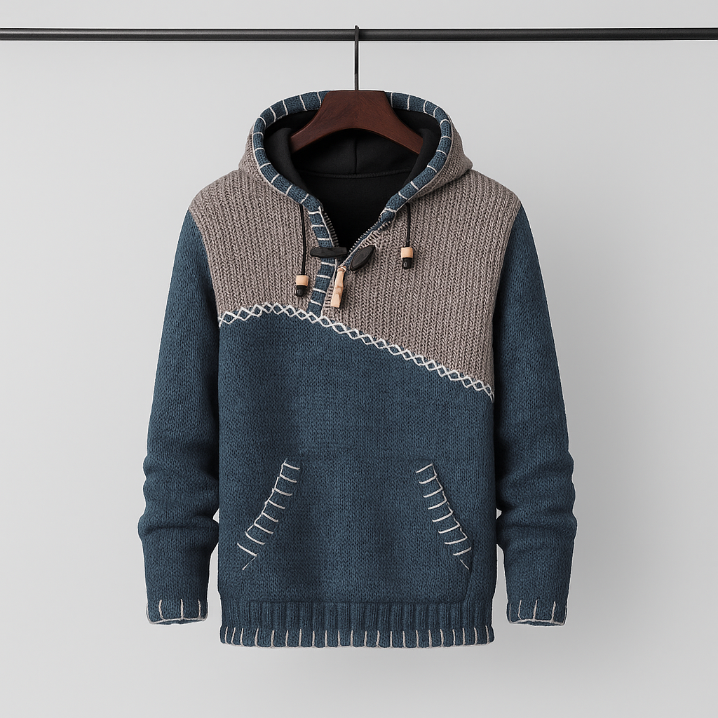 Men's Pullover for Autumn with Textured Fit and Contrasting Seams