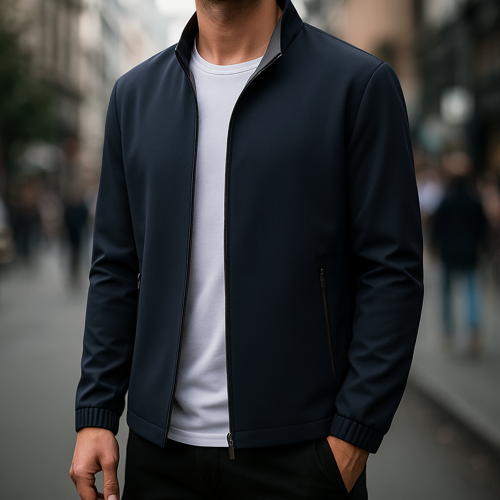 Herren Jacke Mit Reißverschluss Leichte Außenschicht Angepasster Schnitt