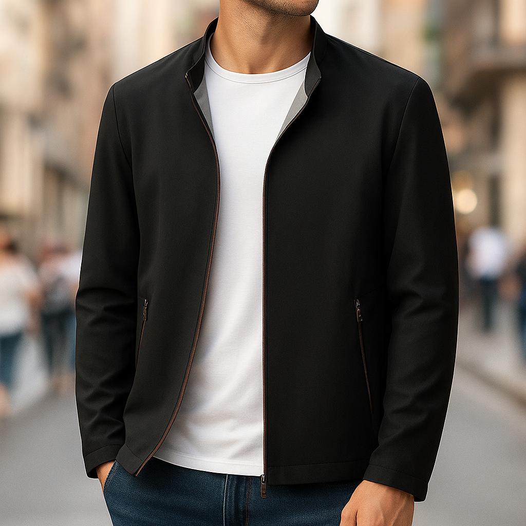 Herren Jacke Mit Reißverschluss Leichte Außenschicht Angepasster Schnitt