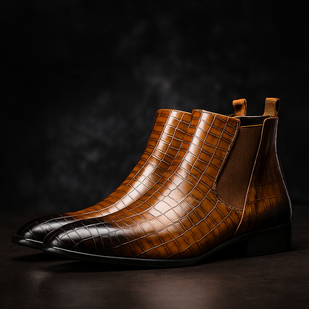 Herren Chelsea Boots In Schlangenlederoptik, Slip-On-Stiefeletten