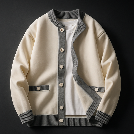 Herren Herbst-Cardigan mit Knopfleiste und Zwei-Ton-Abschluss