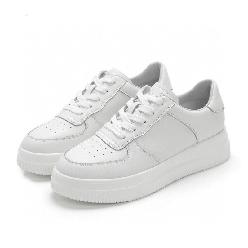 Damen Flache Schuhe mit niedrigem Absatz und runder Spitze – Leder Look