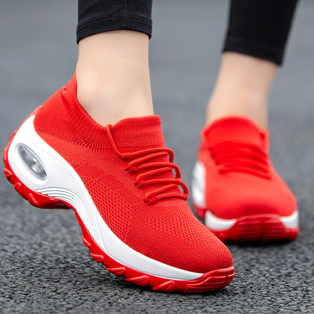 Women's Spring Running Shoes with Round Toe, Slip-On Design, and Platform Sole