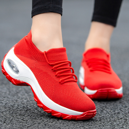Women's Spring Running Shoes with Round Toe, Slip-On Design, and Platform Sole