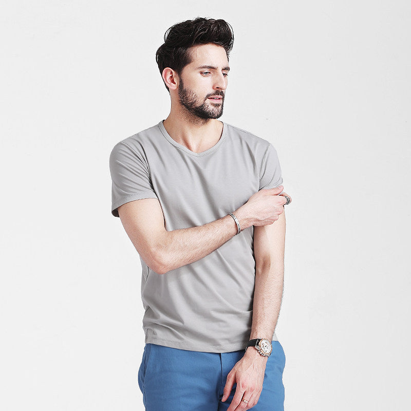 Herren Sommer Slim Fit Kurzarm Rundhals Schnelltrocknendes T-Shirt Unifarben Dünnes Oberteil