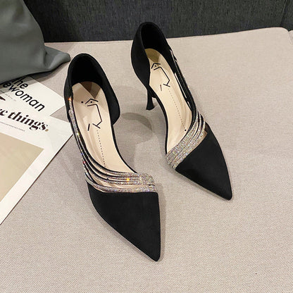 Damen-Sommer-Stiletto-Pumps Mit Spitzer Zehenpartie Und Strasssteinen