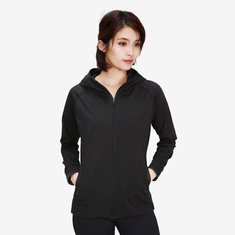 Damen-Winter-Yogajacke mit Kapuze und Stehkragen – Sportlicher Stil