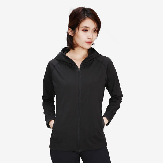 Damen-Winter-Yogajacke mit Kapuze und Stehkragen – Sportlicher Stil