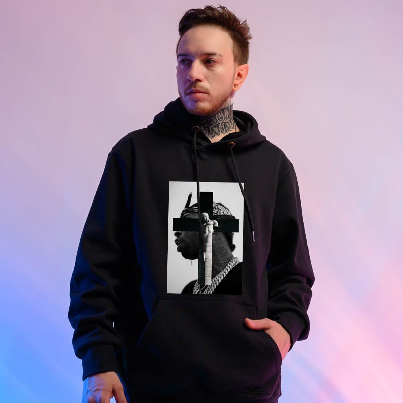 Herren Hoodie Pullover Print Design Langarm Kapuze – Baumwoll-Mischung
