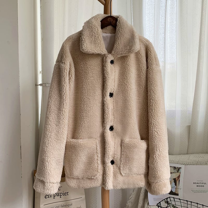 Damen Winter Mantel in Midi-Länge aus Kunst-Lammfell mit langen Ärmeln