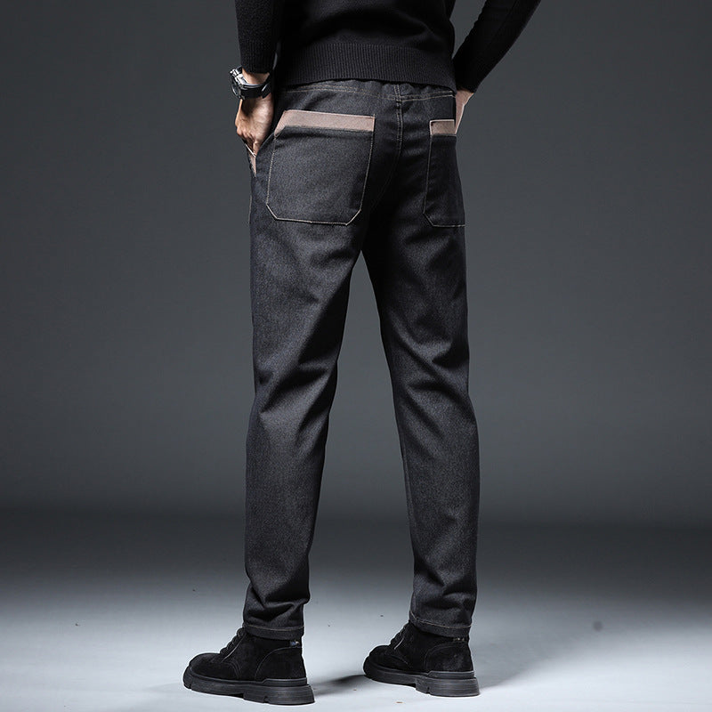 Herren Frühlingshose Mit Stickerei, Schmal Geschnitten, Gerader Schnitt, Hoher Bund, Stretch-Design
