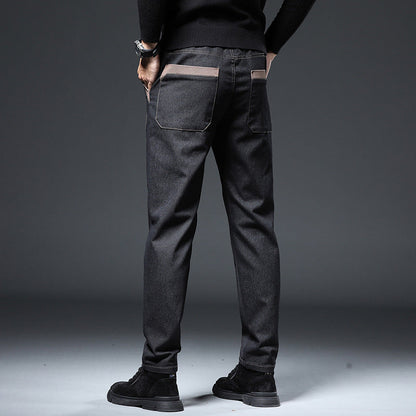 Herren Frühlingshose Mit Stickerei, Schmal Geschnitten, Gerader Schnitt, Hoher Bund, Stretch-Design