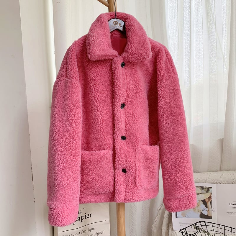 Damen Winter Mantel in Midi-Länge aus Kunst-Lammfell mit langen Ärmeln