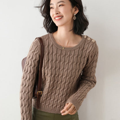 Women's Winter High-Neck Sweater Plain Long-Sleeve Sweater