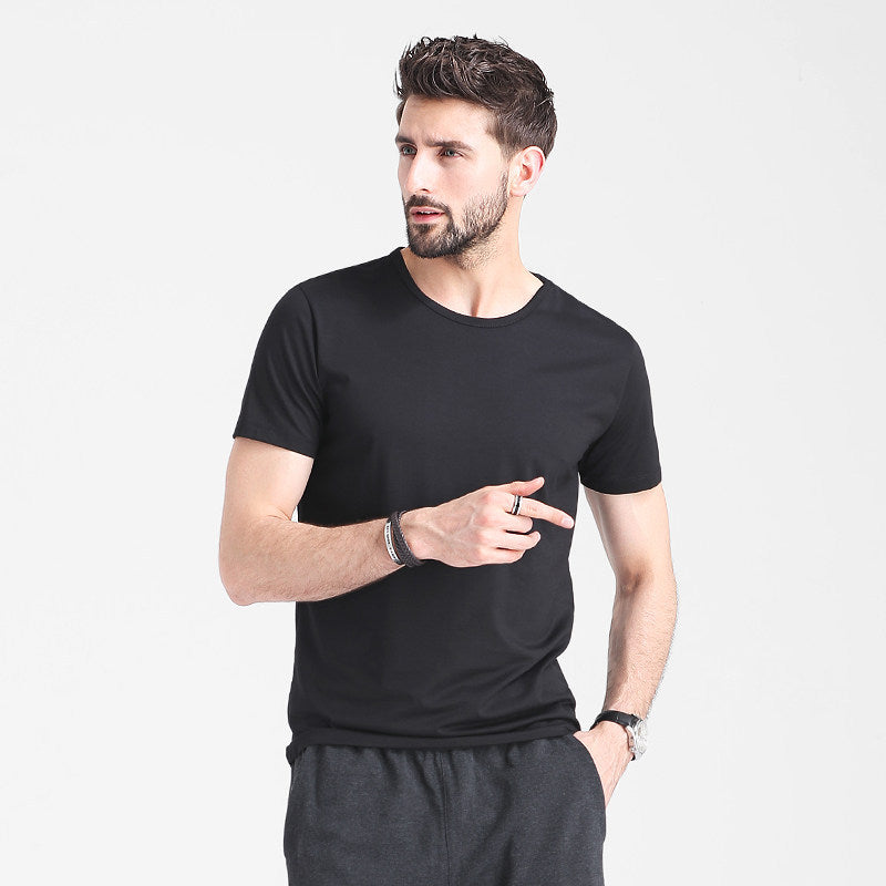 Herren Sommer Slim Fit Kurzarm Rundhals Schnelltrocknendes T-Shirt Unifarben Dünnes Oberteil