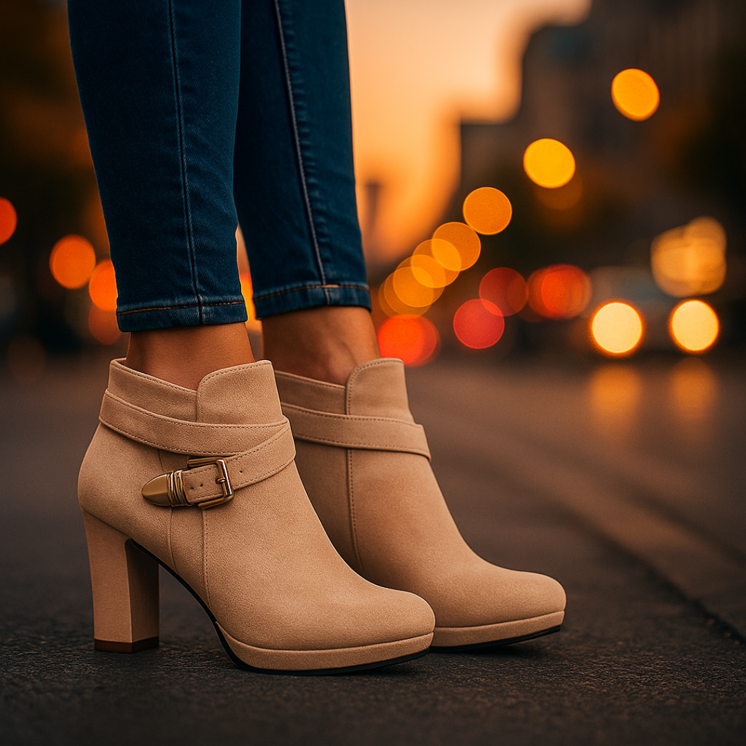 Women's ankle boots autumn artificial suede wrap strap golden buckle orthopedic