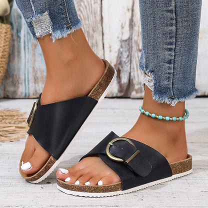 Damen-Slipper Mit Metalldetails – Lederoptik