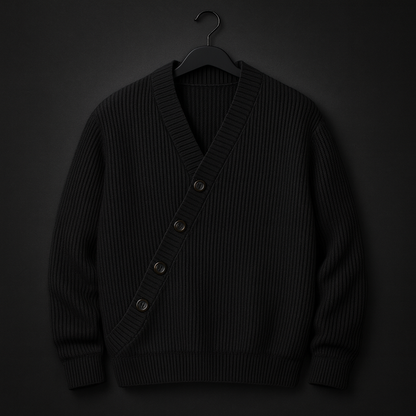 Herren Cardigan mit Schrägknöpfen und Rippstrick-Optik