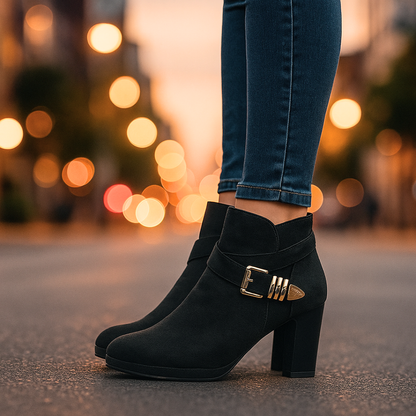 Women's ankle boots autumn artificial suede wrap strap golden buckle orthopedic
