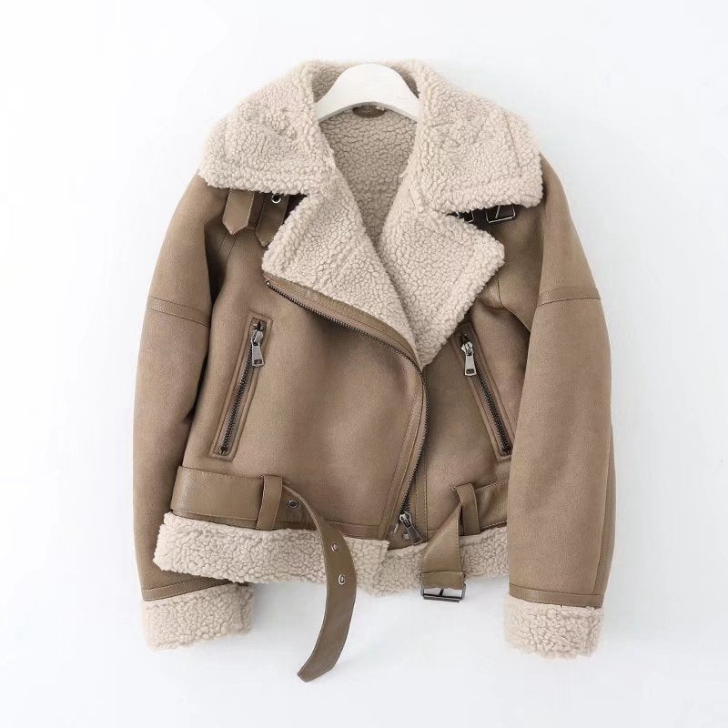 Women's autumn jacket with zipper and long sleeves – biker style