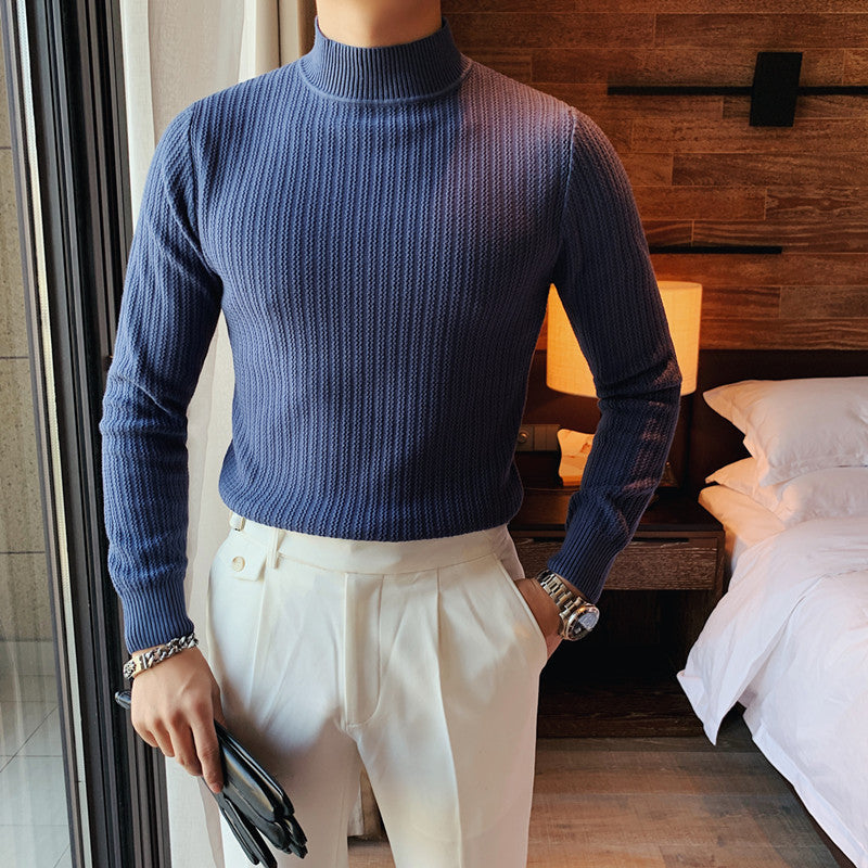 Men's Sweater Solid Color Classic Collar Long Sleeve – Cotton Blend