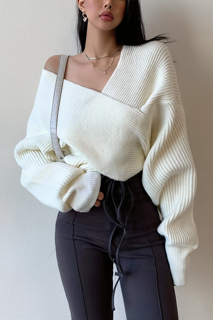 Wickelpullover Mit V Ausschnitt Im Lockeren Schnitt